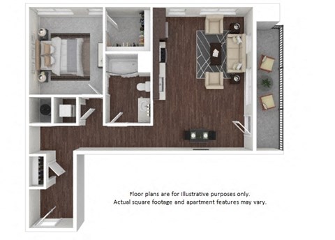 A6 3D disclaimer floor plan at The Casey, Denver, Colorado